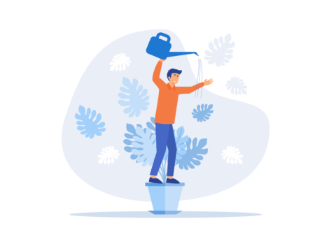 Personal development, self improvement or career growth, coaching or training to success, motivation to growing, develop skill or attitude concept, flat vector modern illustration